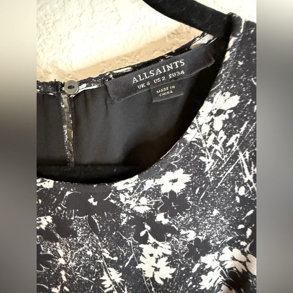 ALLSAINTS Ariya Lisk Floral Print Ruched Drawstring Semi Sheer Maxi Skirt Dress - Picture 9 of 13